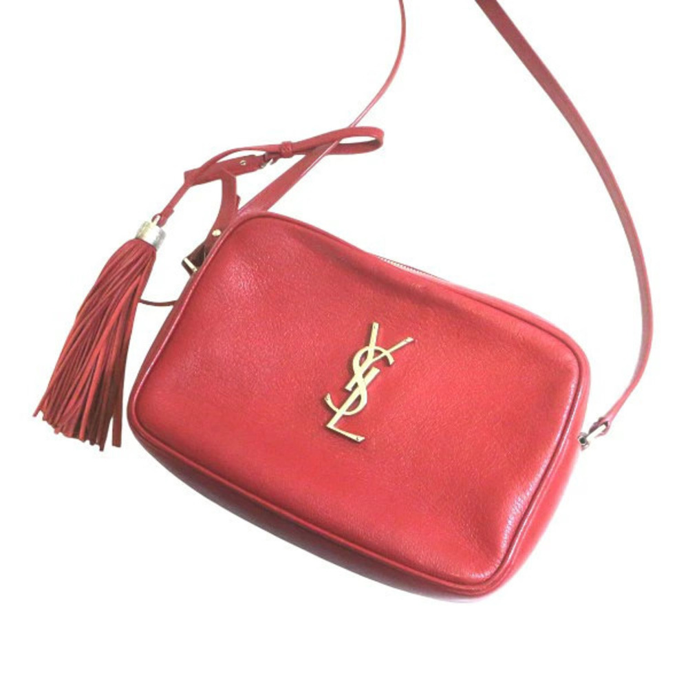 SAINT LAURENT Lou Camera Bag Shoulder Red AB